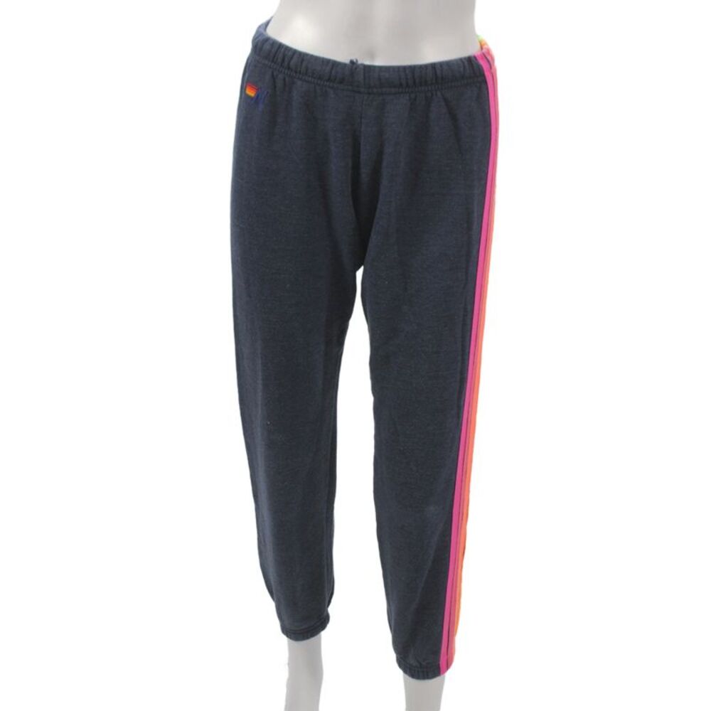 Aviator Nation Women Jogger Sweatpants Dark Blue Striped Drawstring Size XS